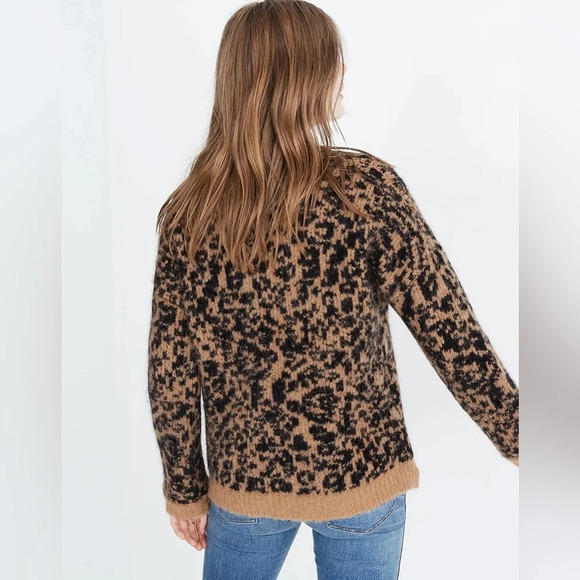 Madewell Alpaca Blend Crewneck Pullover Sweater in Leopard Women’s Size Medium - Picture 9 of 12